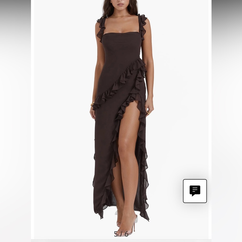 House of CB Brown Ruffle Dress